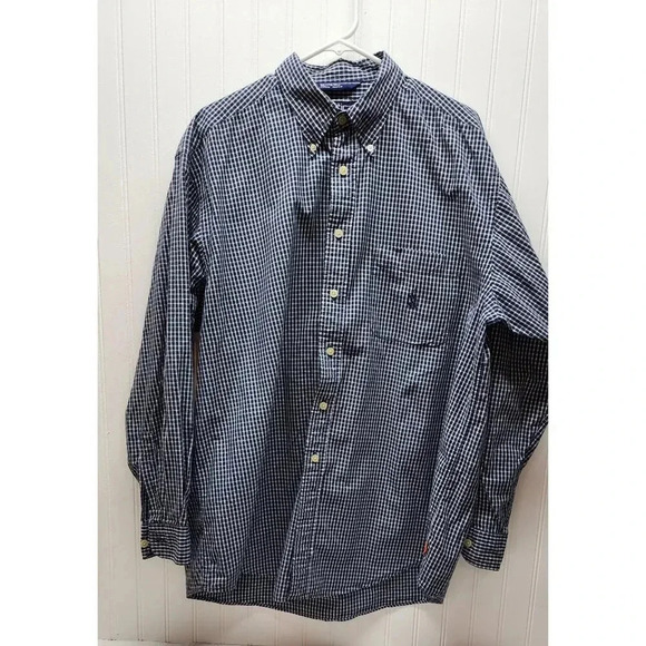 Nautica  Men's Classic Navy Check Button Up  XL - Picture 1 of 9